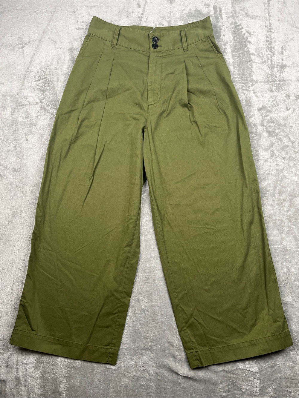 NEW Outerknown S Women's Olive Wide-Leg Pleated Pants